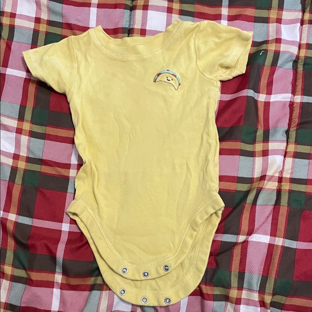 Sunny Yellow Baby Bodysuit with Rainbow Accent